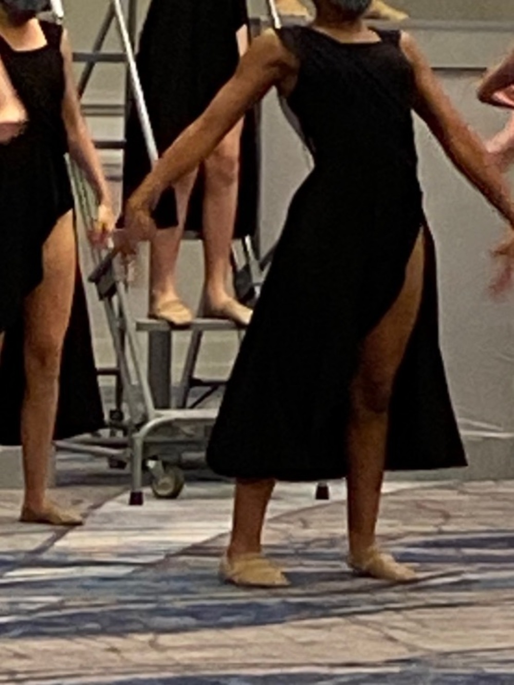 Weissman Black Dance Dress with Draped Overlay - Picture 3 of 4